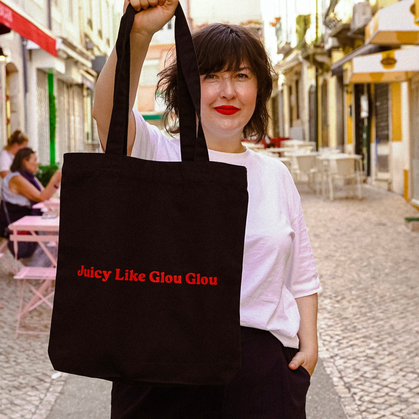 Bolsa Tote Preta Juicy Like Glou Glou