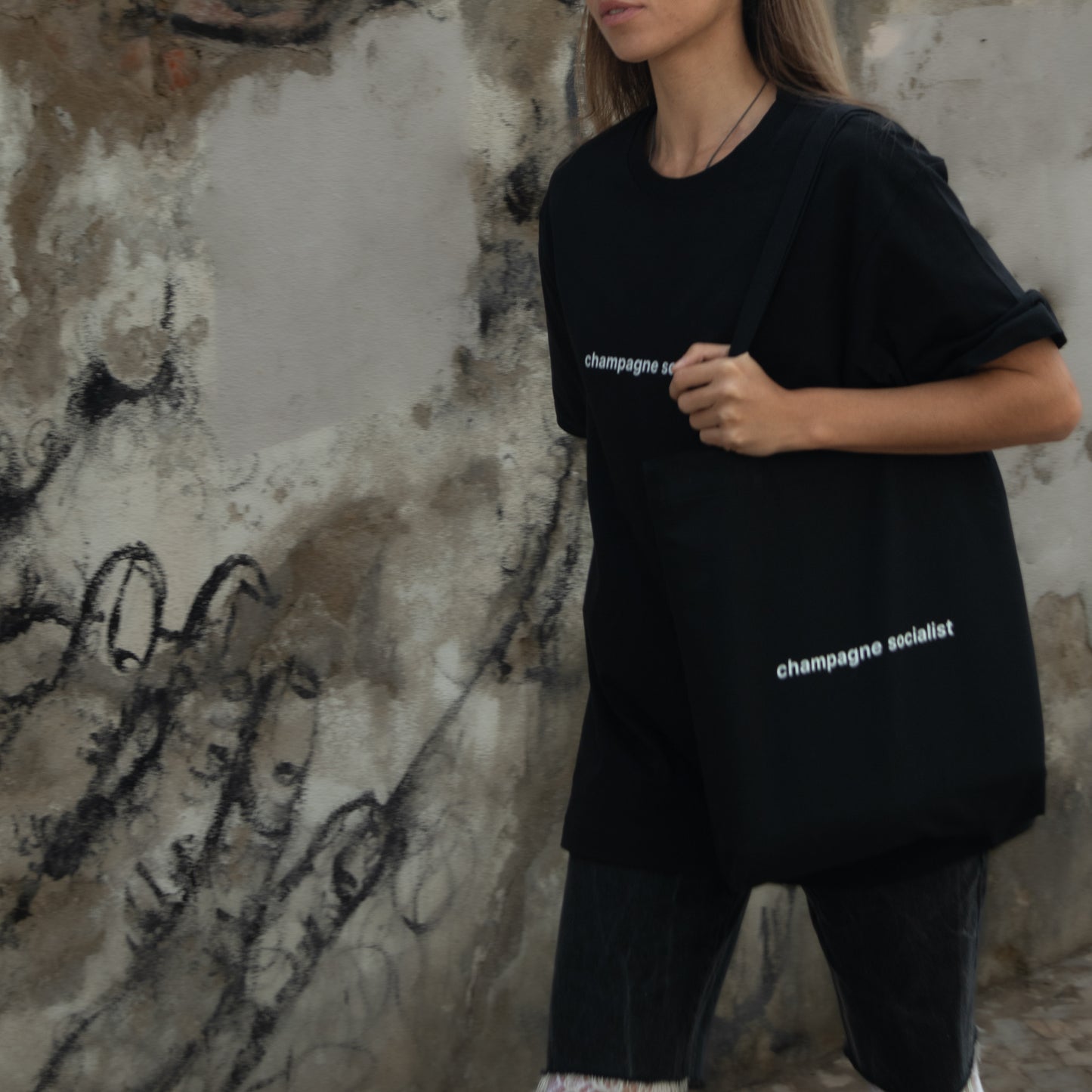 Bolsa socialista preta champanhe